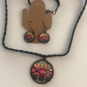 Western Aztec earrings and necklace